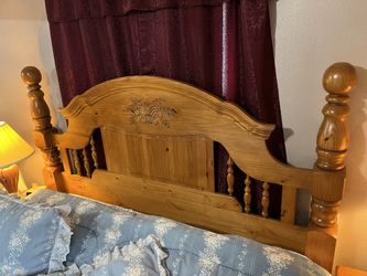 wood headboard and night stands