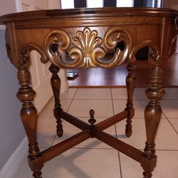SOLID WOOD CARVED ACCENT TABLE 