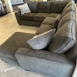 Oversized Dark Gray Deermont Sectional Couch ⭐$39 Down Payment with Financing ⭐ 90 Days same as cash