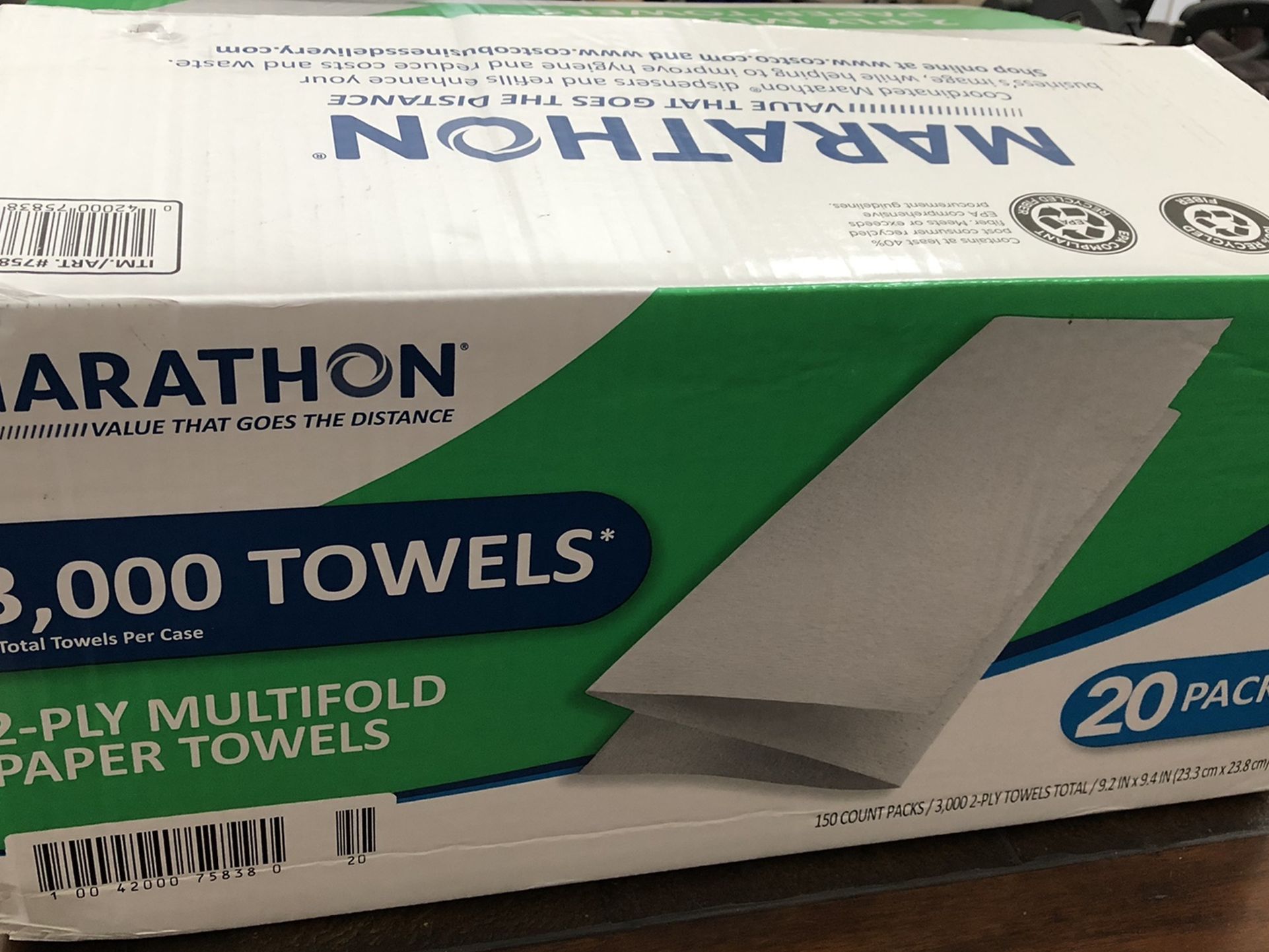Marathon 3,000 Towels 2-ply Multifold Paper Towels 20 Packs New Open Box