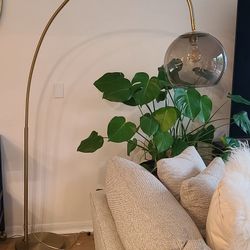 West Elm Overarching Acrylic Shade Floor Lamp – Brass Gold Arc Lamp