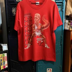 Vintage 90s Pro Player NBA Dennis Rodman Bulls Caricature Shirt L