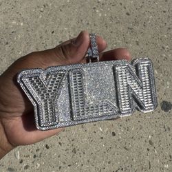 Silver Iced Out CZ YLN Pendant