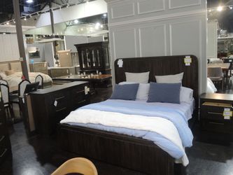 Perennial Home King Wood Platform Bed - Dark Espresso Planked Finish - Outlet Price
