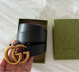 GUCCI Calfskin Double G 20mm Belt 80 32 Black
