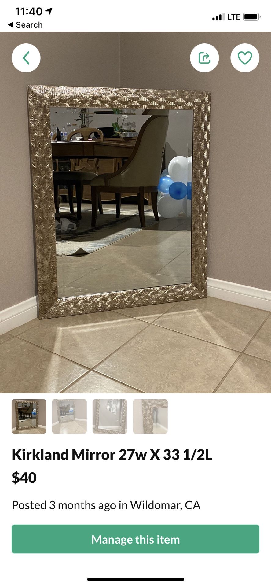 MIRROR 27W X33 1/2L