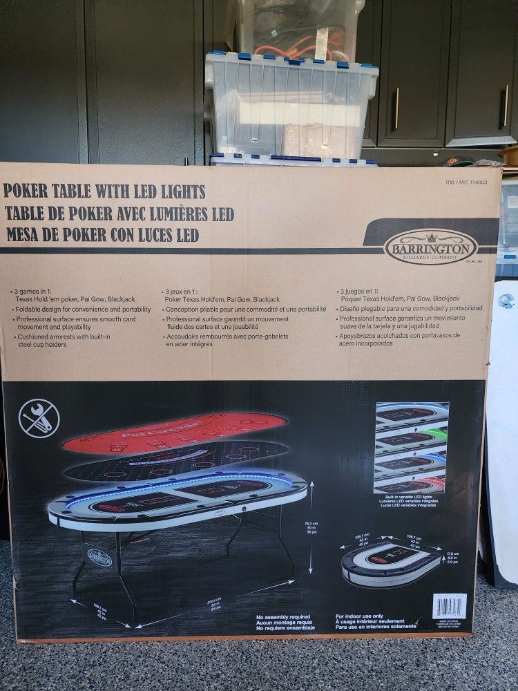 POKER TABLE WITH LED LIGHTS