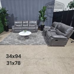 🛋️ Gray Leather Sofa & Loveseat Set(Delivery Available!! )