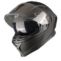1Storm Motorcycle Full Face Helmet DOT Adults Street Bike Dual Visor Sun Inner Shield Anti Fog Pinlock Ready Shield : Matt Black
