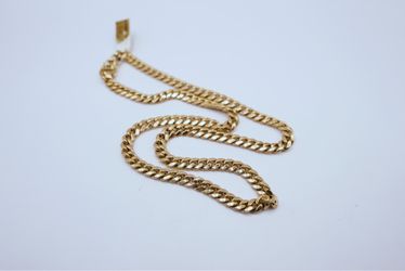 10KT Semi-Hollow Gold Cuban Link Chain Necklace