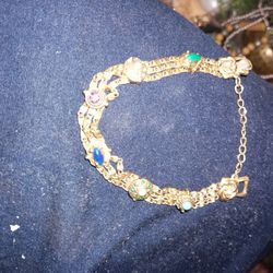 1940s Goldette N.Y. stamped Multi Gemstone Bracelet  GORGEOUS!!!
