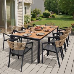 SET OF 2 Outdoor Patio All-weather Aluminum Wicker Stackable Dining Chairs