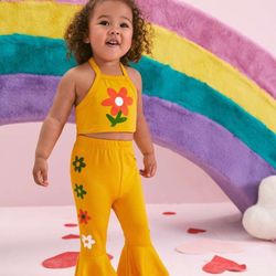 Baby Toddler Floral Print Halter Top & Flare Leg Pants
