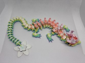 3D Printed Articulated Floral Dragon Figurine