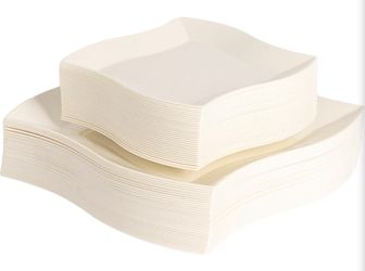 Fabulous Party 64 pc ivory dinner & dessert disposable and plates