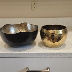 TWO. HAMMERED. METAL. BOWLS