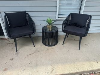 Patio set with pillows