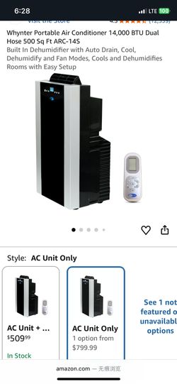 Whynter 14,000 BTU Dual Hose Portable Air Conditioner ARC-14S