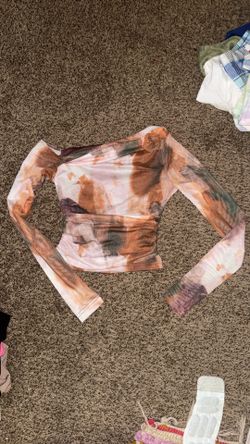 Shimmering Allure Abstract Print Glitter Mesh Top