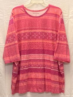 Woman Within knit top plus size 1X 22-24 more like 2X pink and orange print