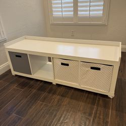FREE White Storage Bench with Bins