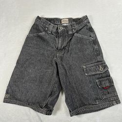Vintage Guess Jeans Kids Cargo Denim Shorts Gray Black Wash Size 10 USA