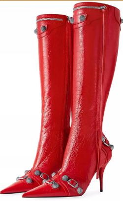 Womens  Knee High Red Stilleto Boots Retail Price $54