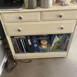 Painted Wood Dresser With Shelf On The Bottom