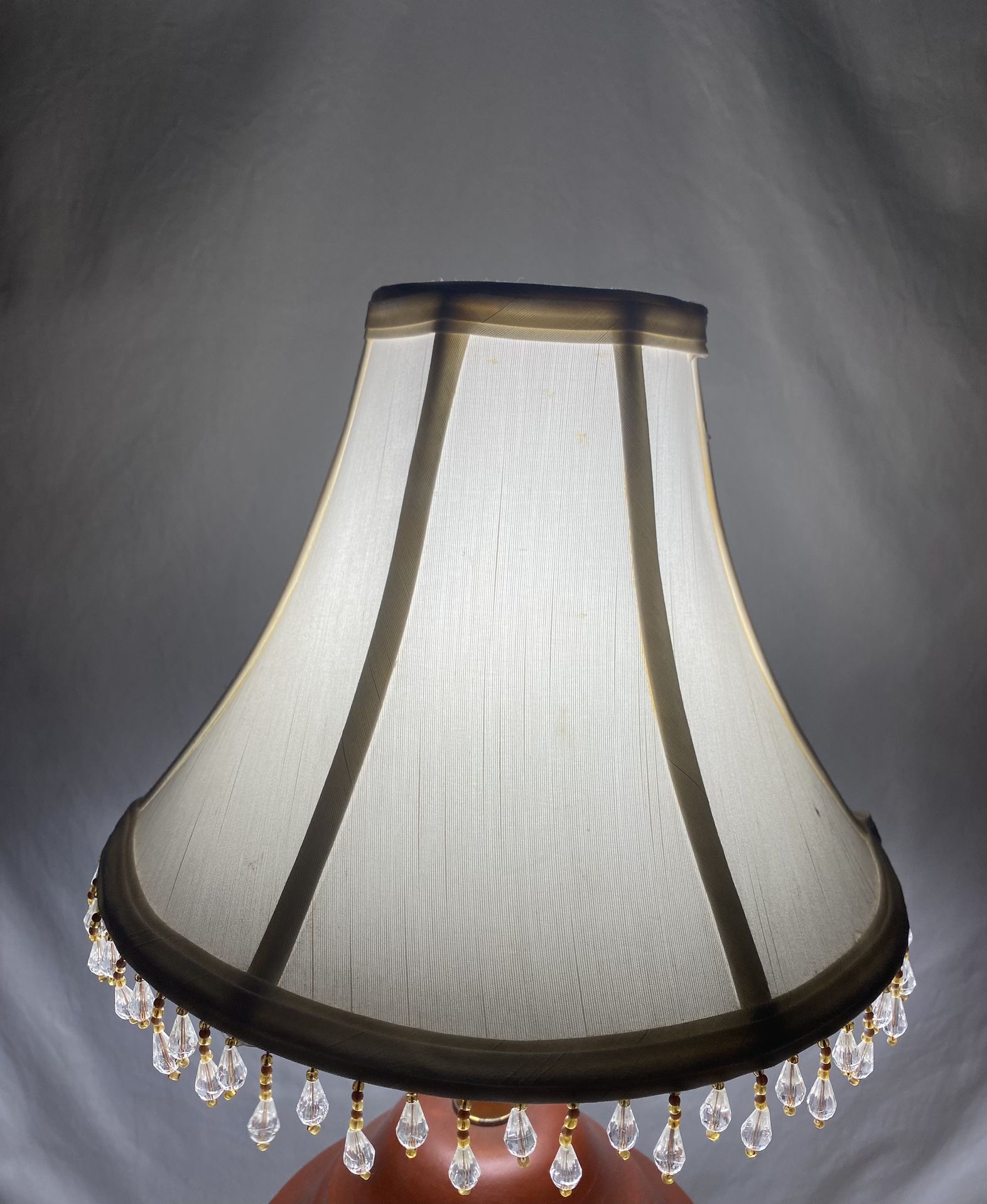 Vintage Small Beaded White Bell Lampshade Lamp Shade #44