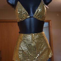 Gold Sequin Two-Piece Set