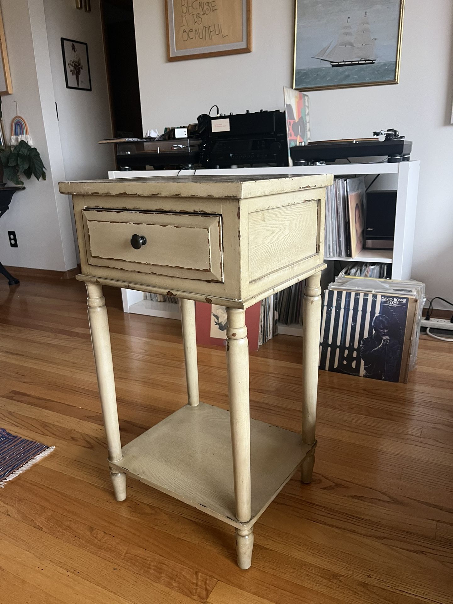 Shabby Chic Side Table – Drawer + Lower Shelf – Great Condition - $25 (Concordia)