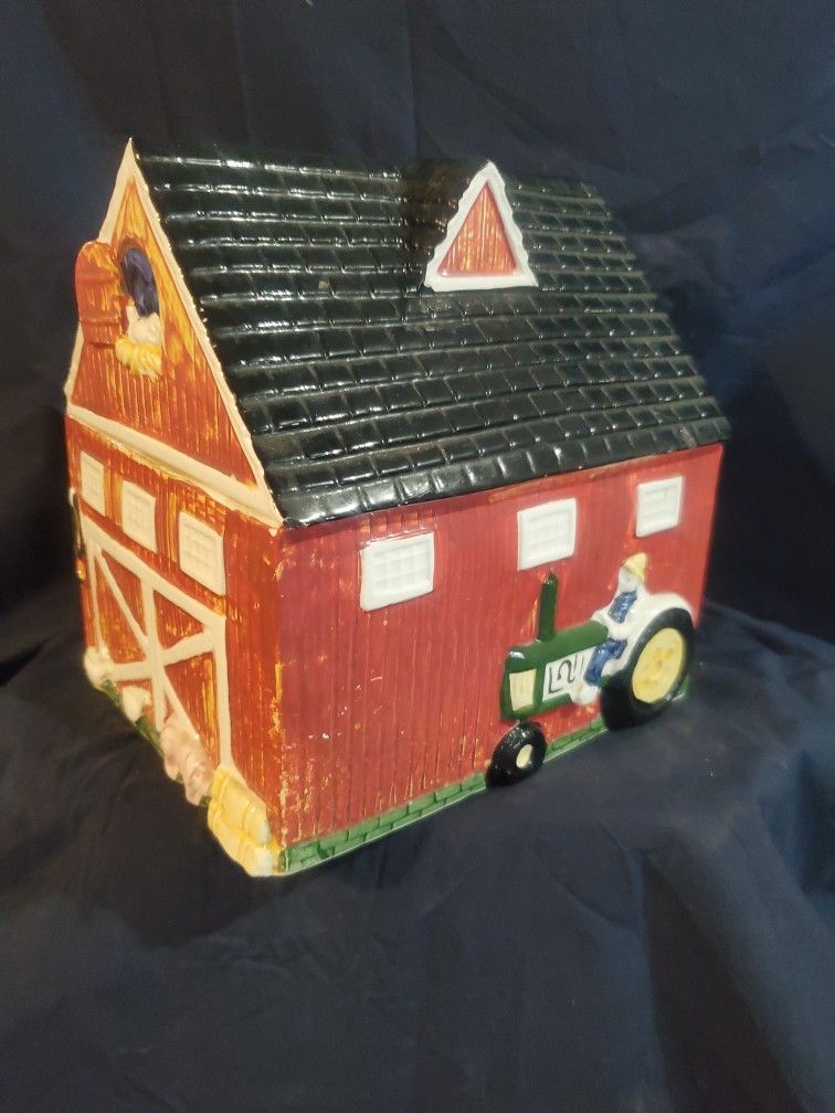 Barn With Tractor Cookie Jar