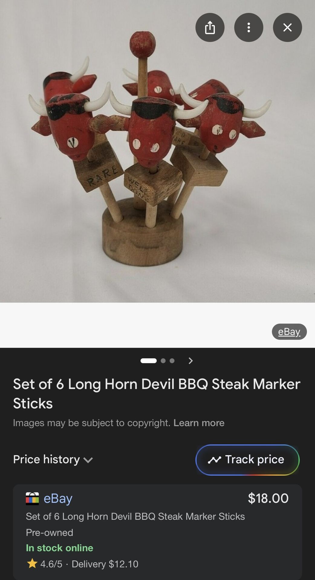 Set of 6 Long Horn Devil BBQ Steak Marker Sticks