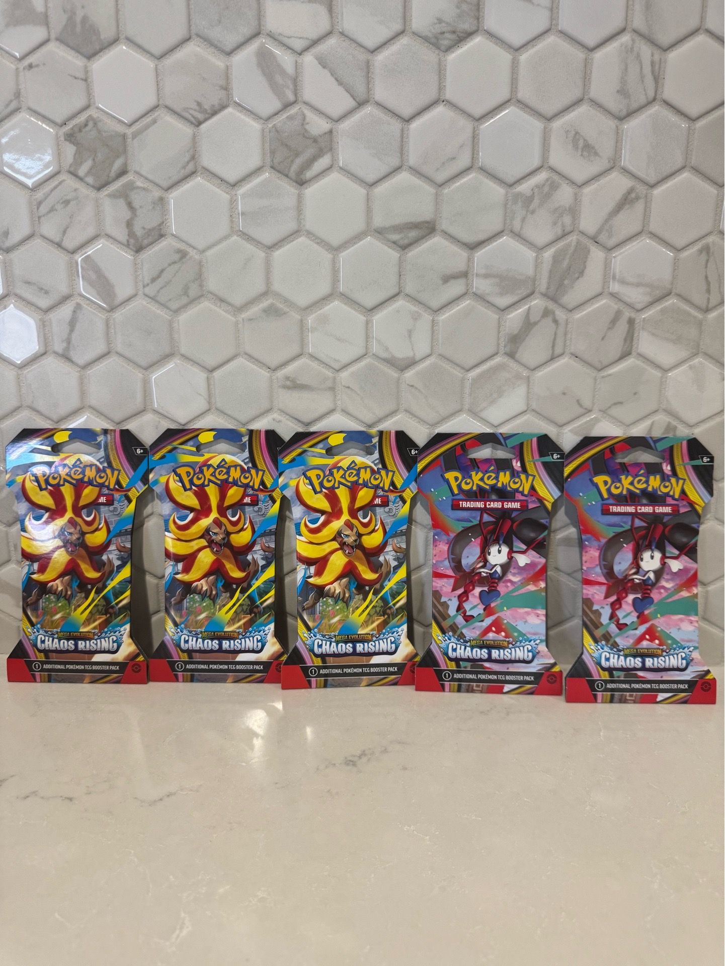 Pokemon CHAOS RISING Sleeved booster pack 5 lot