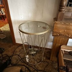 Set Of Glass And Metal Nightstand