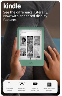Amazon Kindle 16 GB (newest model) - Lightest and most compact Kindle, now with faster page turns, and higher contrast ratio, for an enhanced reading 
