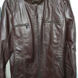 Womens Xl Brown Faux Leather Jacket 