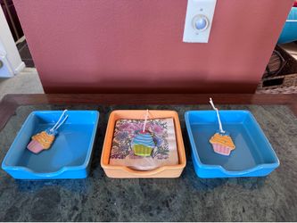 Dennis East Ceramic Cupcake Weight Napkin Holder (Lot of 3)