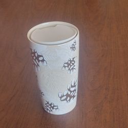 STARBUCKS Winter 2020 Holiday Gold Pine Cone Mermaid Logo Ceramic 
Tumbler 12 oz . Pre-owned, perfect shape - please see photos for 
details. It is 6"