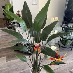 Pretty Artificial Plant With Flowers Inside Stone Decoration! Brand New ( Ask For Price)