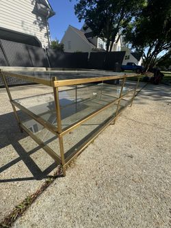Glass and Brass coffee table - West Elm