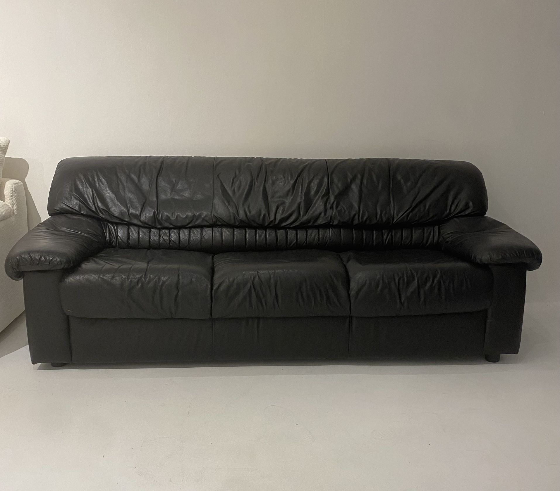 Postmodern 80’s Black Leather Sofa