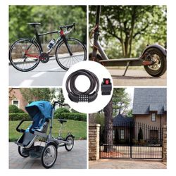 Bike Lock, 4 Feet Bicycle Cable, High Security 5 Digit Resettable Combination Coiling Bicycle Lock