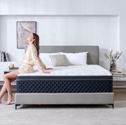 Queen Mattress, 12 Inch Queen Size Mattress in a Box, Medium Firm Hybrid Mattresses with Pocket Springs and Memory Foam, Strong Edge Support, Motion I
