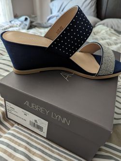 New In Box Navy wedge heels