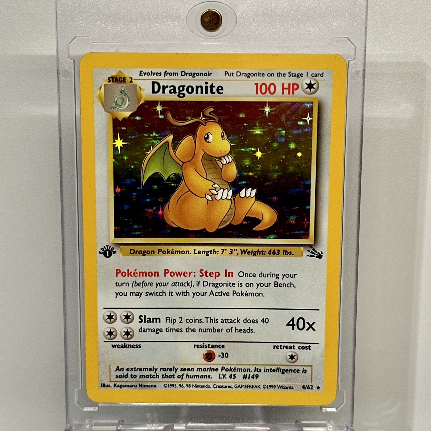 dragonite pokemon card fossil CGC 8.5 NM/MINT+ Dragonite 19/62 1999 Pokemon Fossil 1st Ed 9045