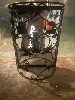 Black Wrought Iron Candle Holder Lantern
