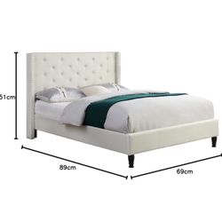 Cream Upholstered queen Bed Frame 