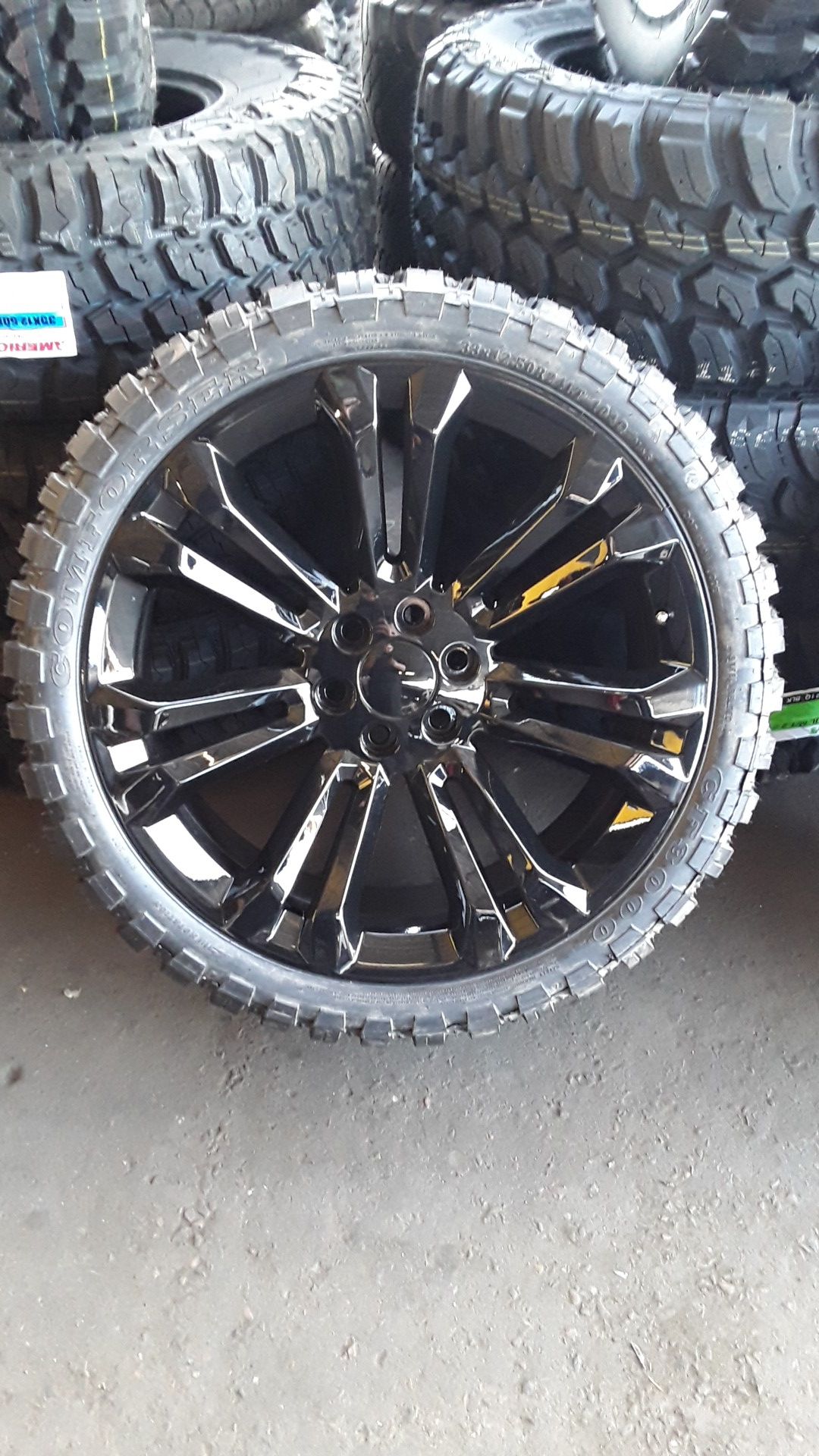24 inch gloss black GMC replica wheels 33125024 mt tires
