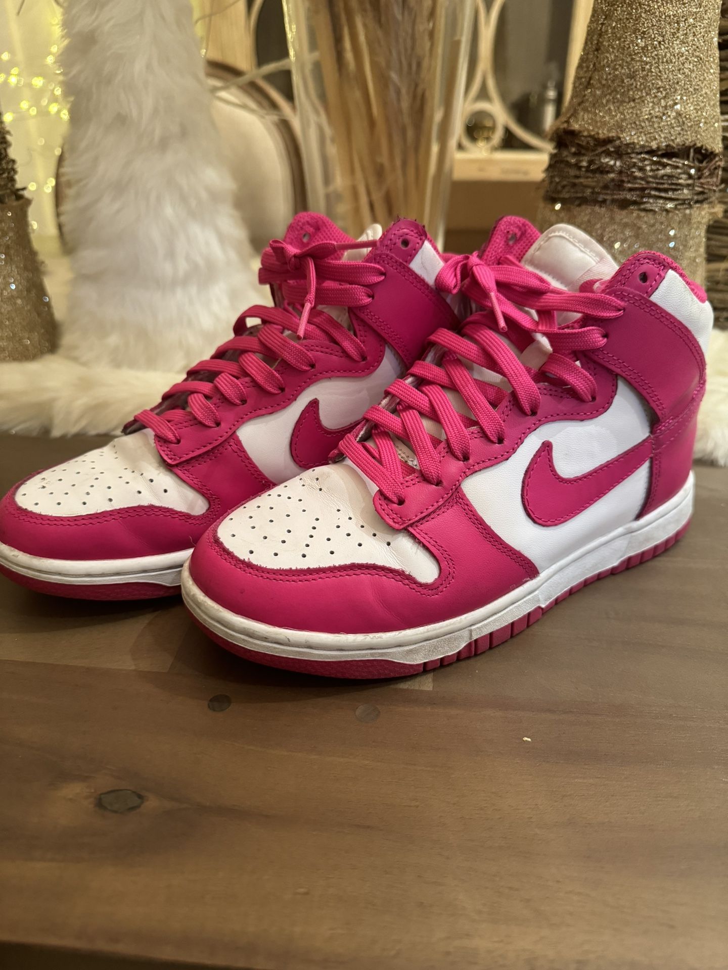 Nike Hot Pink High Top Dunks Women Size 6.5